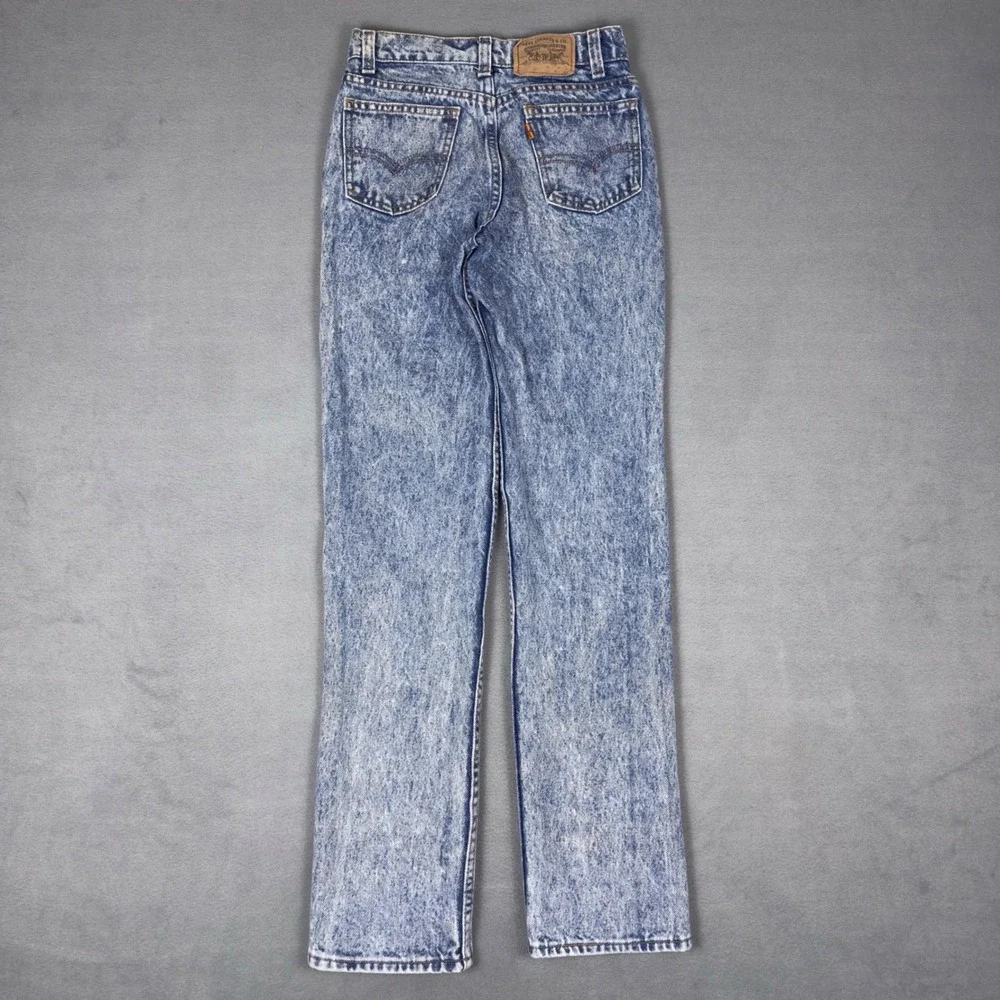 Vintage 80s Levis Student Fit Orange Tab Acid Wash‎ Jeans USA Made W26 L30
